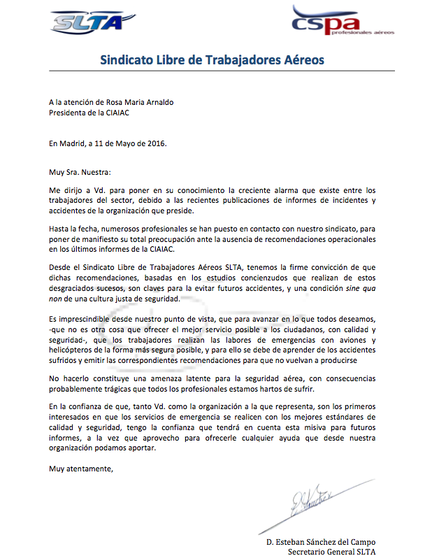 captura carta CIAIAC